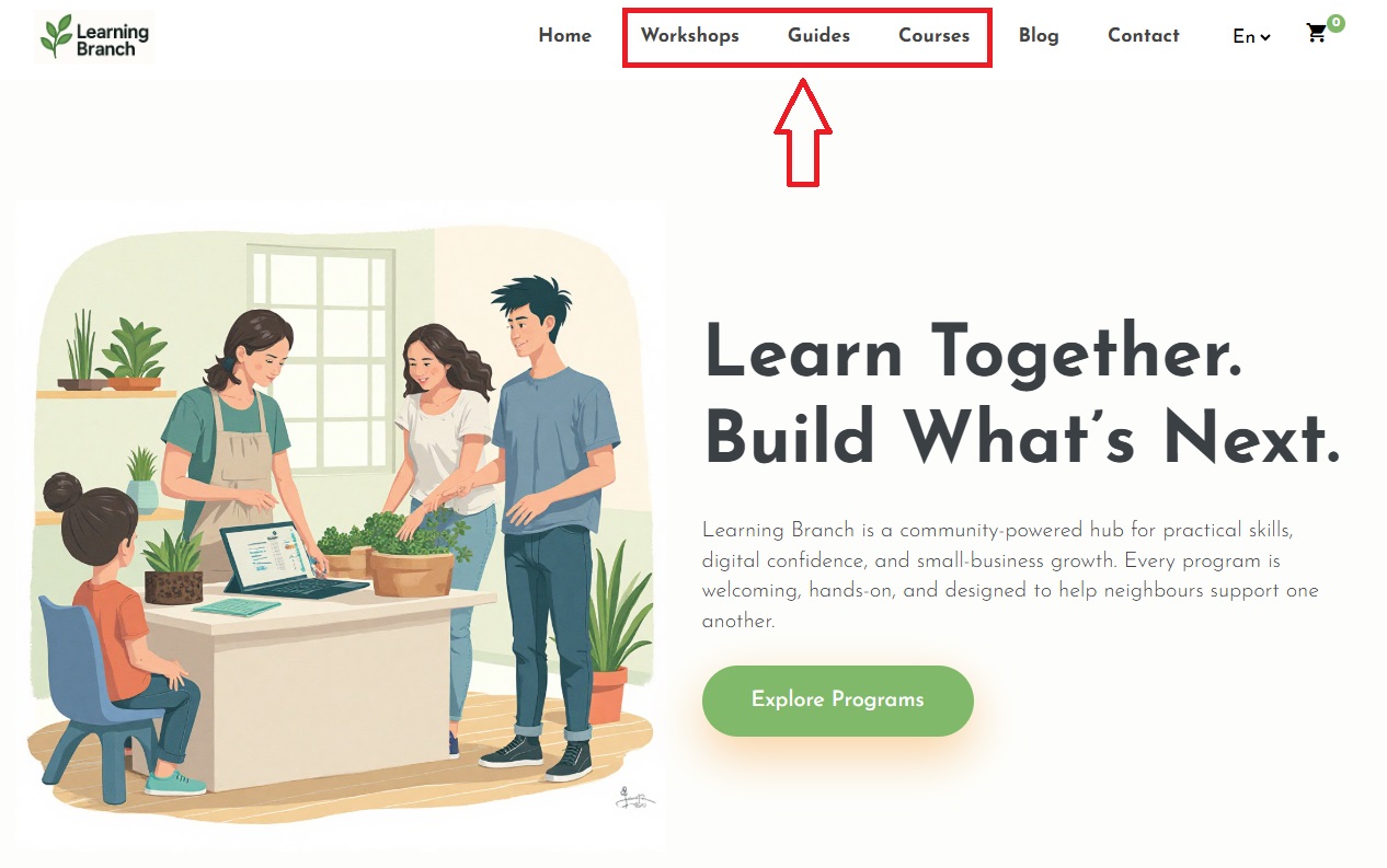Learning Branch Products Menu